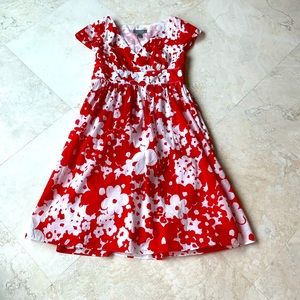 Fun Vintage Floral Liz Claiborne Summer Red & White Dress sz 8